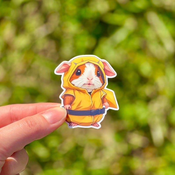 Vinyl Sticker with a cute guinea pig in a Pikachu costume pajama ninja | Pikachu Sticker | Laptop sticker | Gym Bottle | Guinea Pig Lover