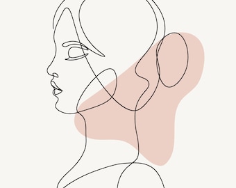 4 Minimalist Abstract Line Drawing Posters of Women, Printable