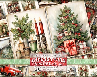 Christmas Vintage Vol.03, Printable 20 JPG image, Junk Journal Pages, Scrapbook, Ephemera, Fussy Cuts, Postcard Decoupage Instant download