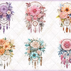 Floral Dreamcatchers, Watercolor Clipart Bundle, 18 HQ Printable Image ...