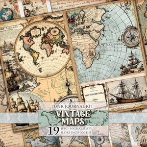 cartes vintage, kit de journal indésirable, image imprimable 19 JPG, étiquette d'étiquette éphémère de scrapbooking, feuilles de collage numérique, téléchargement immédiat