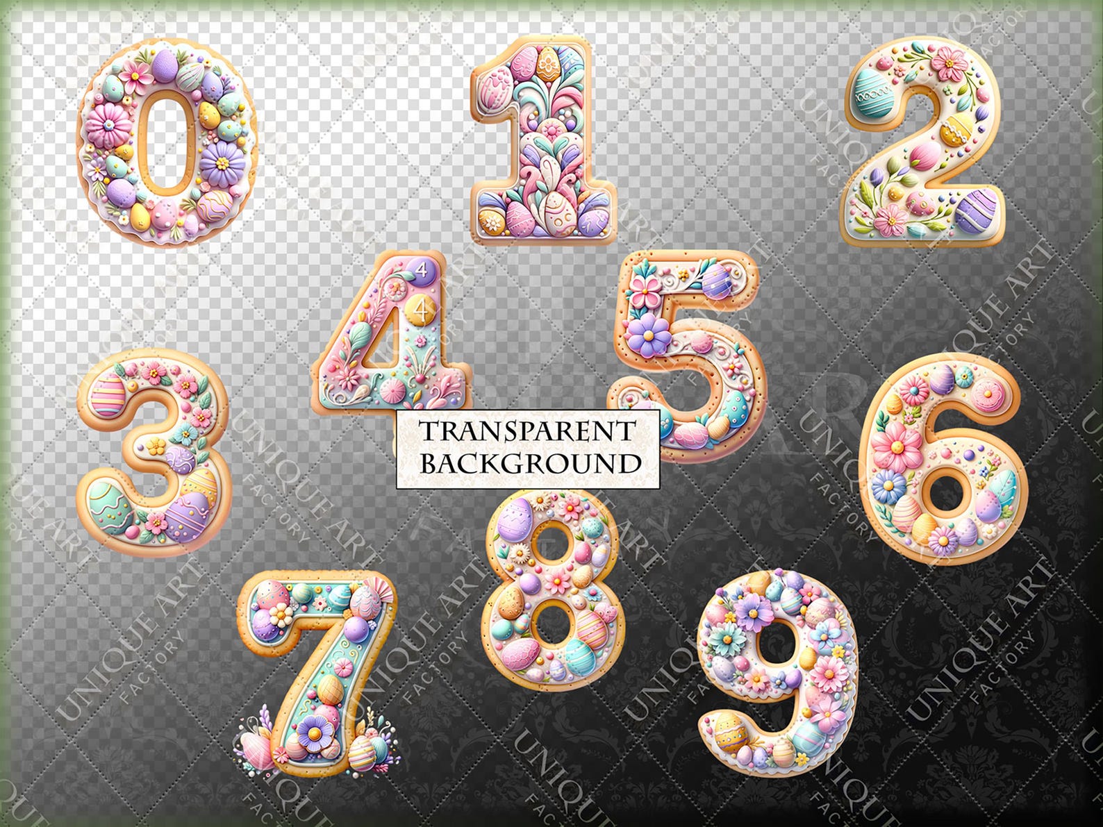 Easter Alphabet and Numbers PNG Bundle, Watercolor Spring Clipart ...