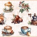 Coffee Love Coffee Themed Watercolor Clipart Bundle HQ Printable PNG ...