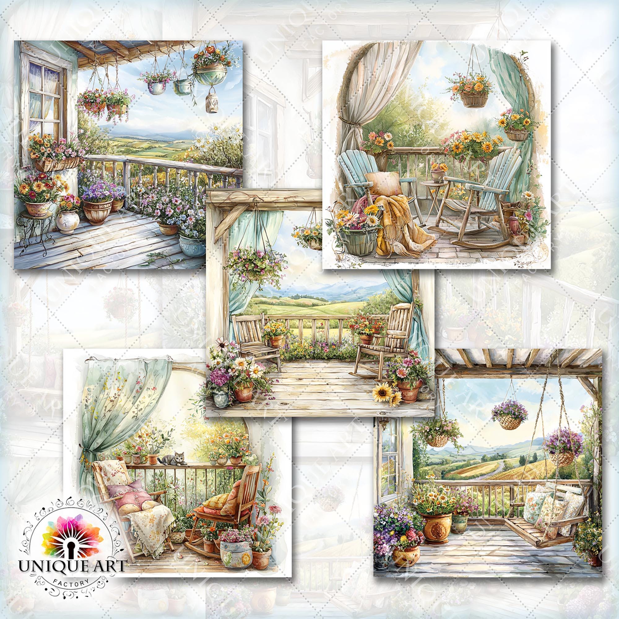 Spring Porch Junk Journal Pages, 21 Vintage Garden Veranda Digital ...