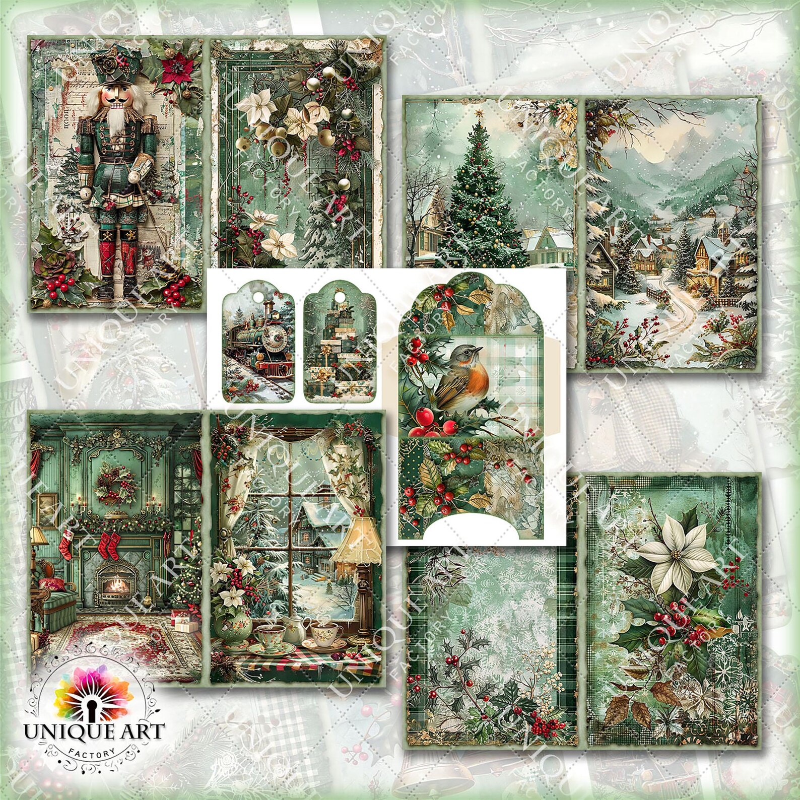 Nostalgic Green Christmas Junk Journal Kit (digital Pages) - Etsy