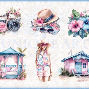 Summer Beach - Watercolor Clipart Bundle - 30 HQ Printable PNG + 12 ...