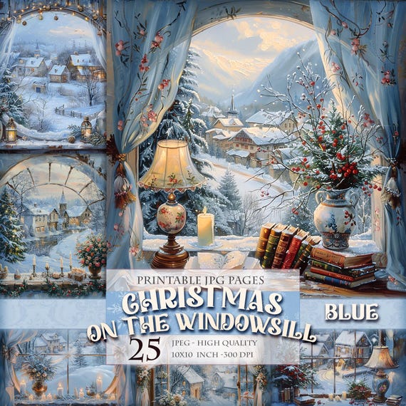 Poster Natale Enveable – Scena Invernale Con Babbo Natale E Città Delle Fiabe – Stampe Acquerello - 2