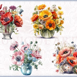 Poppy Flower in a Vase Poppies Flowers for Wedding Invitation ...