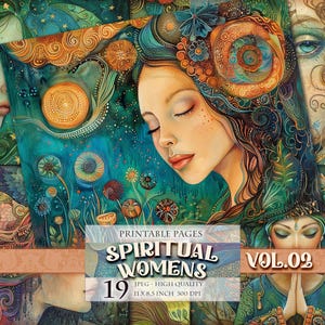 Spiritual Womens Vol.02, druckbare digitale Seiten, Wandkunst, Frauen Porträt Poster, 11 x 8,5 Zoll 19 JPG Datei, sofort download.