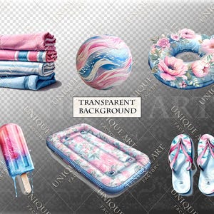 Summer Beach - Watercolor Clipart Bundle - 30 HQ Printable PNG + 12 ...