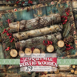 Weihnachten rustikale Holz Hintergründe, druckbare 29 JPG Bild, Urlaub Ornamente, Scrapbook, Junk Journal Postkarte Decoupage Sofort download.