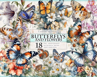 Watercolor Butterfly Clipart Bundle Digital SVG & PNG Graphics for ...