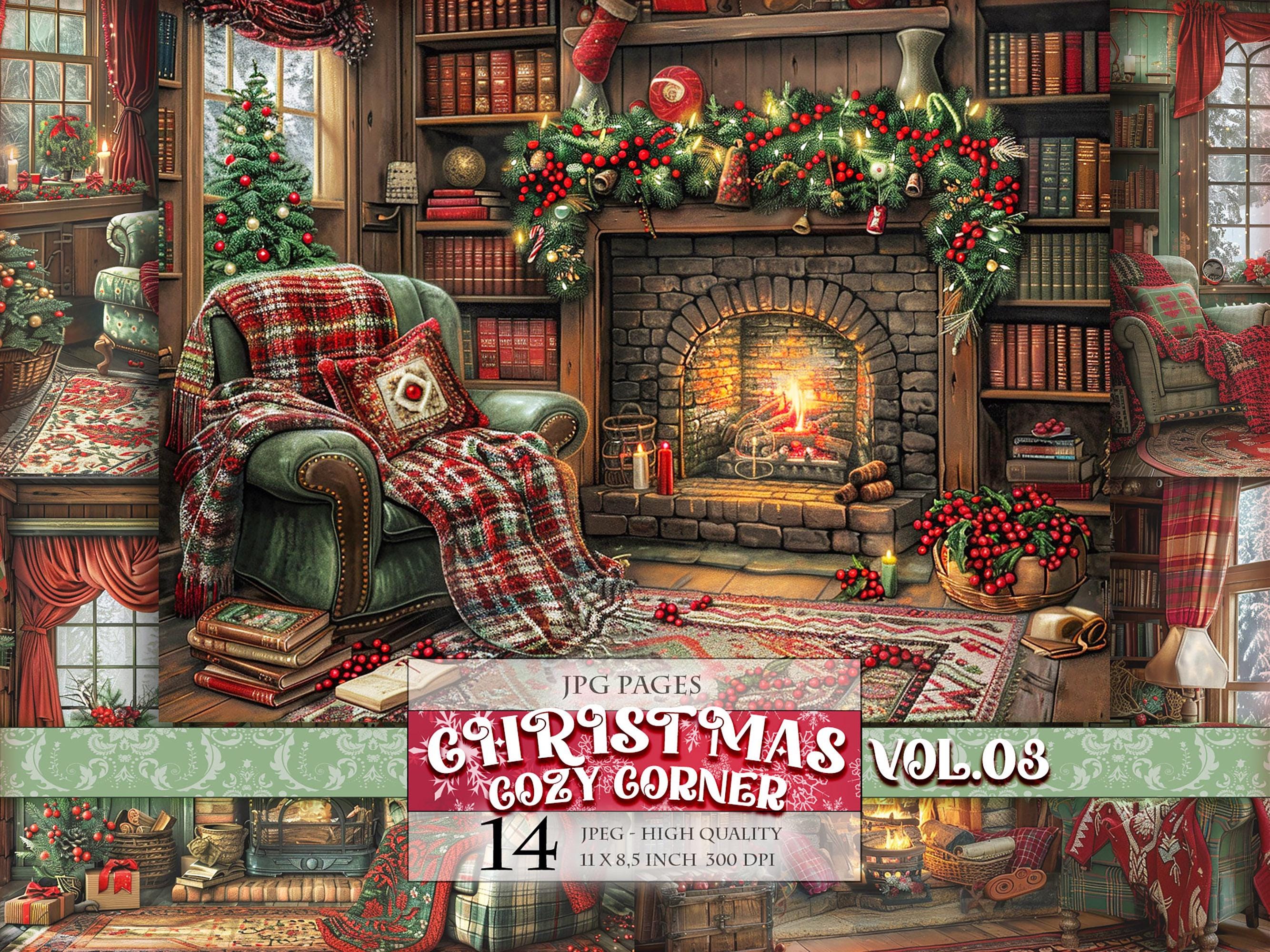 Christmas Cozy Corner Vol.03, Winter Landscape Printable Digital image 11X8,5 inch 14 JPG Scrapbook junk journal decoupage  Instant download