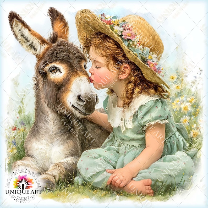Spring Donkey Spring Donkeys Clipart Bundle, Printable 30 JPEG Image, Wildflower ...