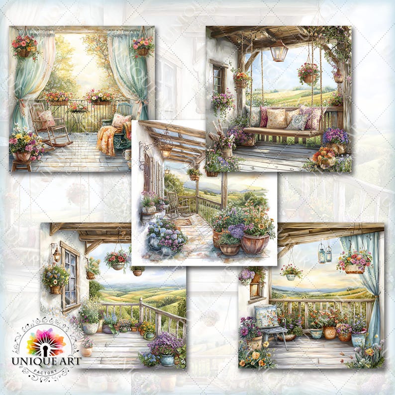 Spring Porch Junk Journal Pages, 21 Vintage Garden Veranda Digital ...