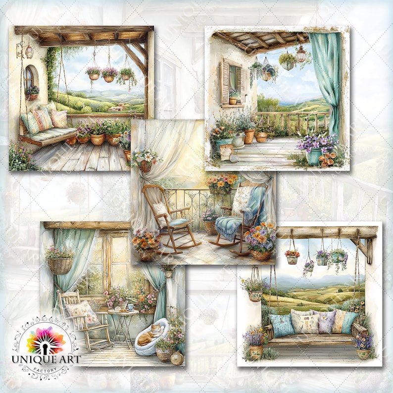 Spring Porch Junk Journal Pages, 21 Vintage Garden Veranda Digital ...