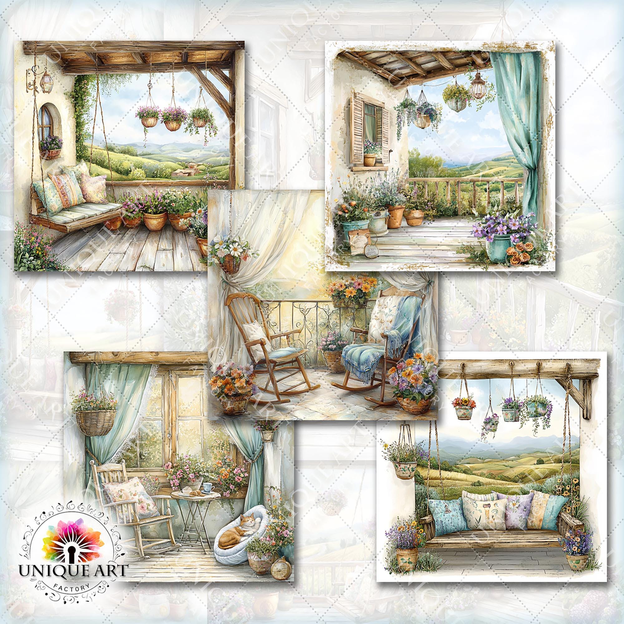 Spring Porch Junk Journal Pages, 21 Vintage Garden Veranda Digital ...