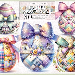 Huevos de Pascua de lujo, paquete de imágenes prediseñadas de acuarela de primavera, 30 imágenes de alta calidad imprimibles, efímeras, cortes minuciosos, creación de manualidades con pegatinas, descarga instantánea.