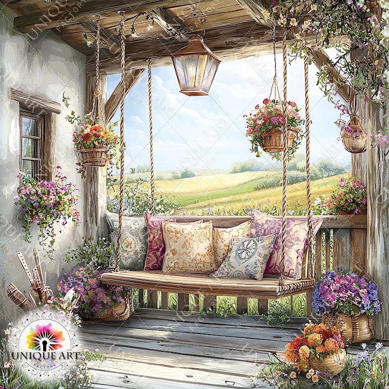 Spring Porch Junk Journal Pages, 21 Vintage Garden Veranda Digital ...