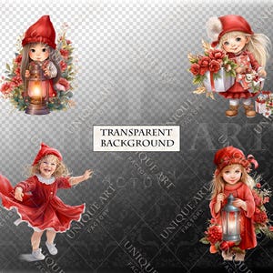 Christmas Cute Girls, Gifts and Balloons, Watercolor Clipart Bundle, 12 ...