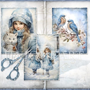 Winter Forest Landscape, Watercolor Printable Junk Journal Pages, 23 ...