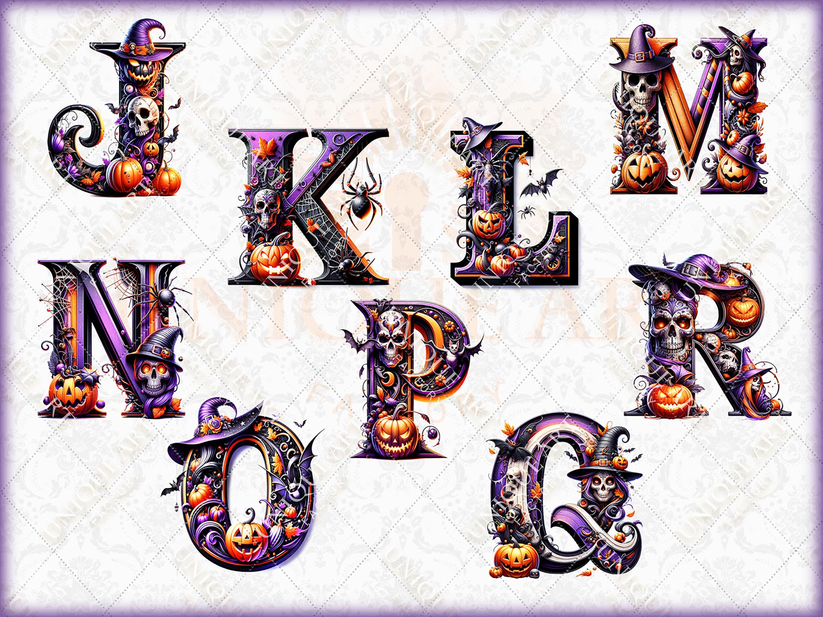 Halloween Alphabet and Numbers, Clipart Bundle, 36 HQ Printable ...