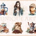 Coffee Love Coffee Themed Watercolor Clipart Bundle HQ Printable PNG ...