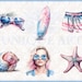Summer Beach - Watercolor Clipart Bundle - 30 HQ Printable PNG + 12 ...