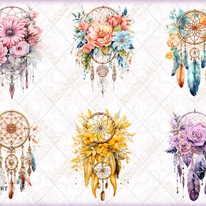 Floral Dreamcatchers, Watercolor Clipart Bundle, 18 HQ Printable Image ...