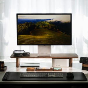 Dual Monitor Desk Shelf, Wooden Monitor Stand, Monitor Riser, Computer Stand, Home Office Desk Accessories, Desk Organization