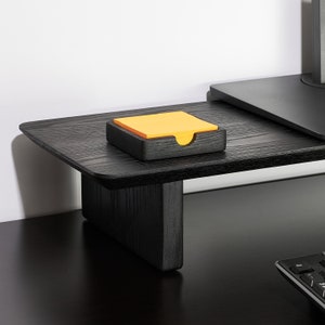 a solid wood sticky note tray to help organize your desk and workspace
