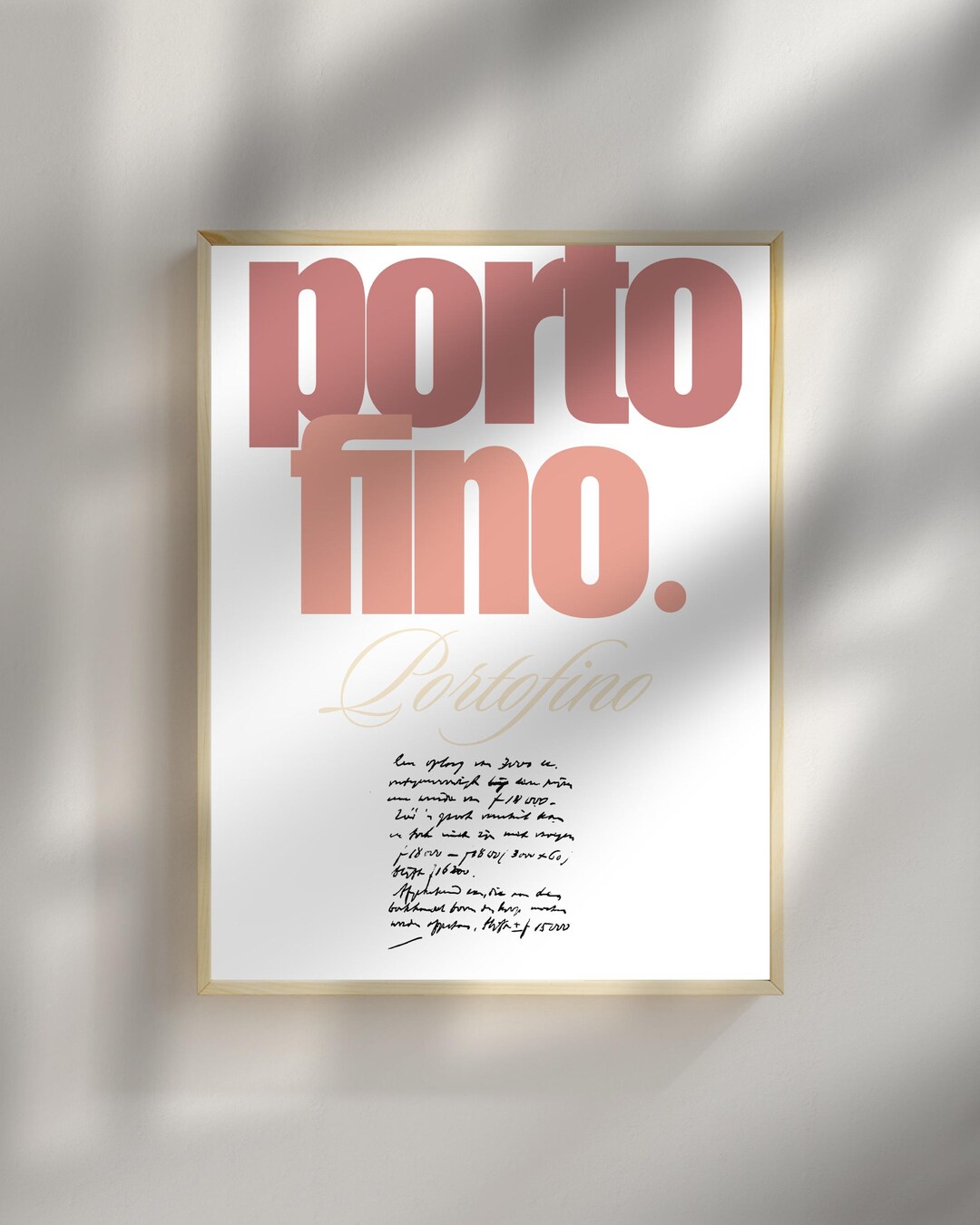 Portofino Poster Printable – Elegant Coastal Typography Wall Art ...