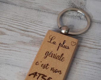 "ATSEM" key ring - wooden - Gift - End of the school year - Unique and original