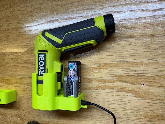 Wall Mount for Ryobi USB Lithium Driver - Charge Port for Battery
