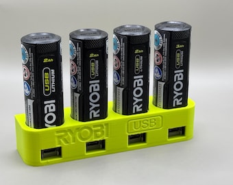 Wall Mount Storage for Ryobi USB Batteries (Holds 4 Batteries) – Link System Compatible