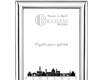 925 sterling silver photo frame, curved, polished, 1.8 cm edge. Available in various sizes and customizable.