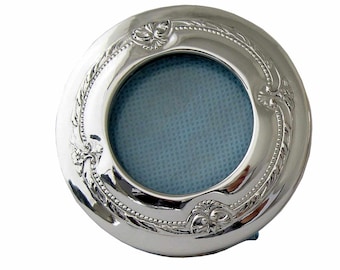 925 sterling silver round photo frame for children, diameter 5 cm - 1.9 inch