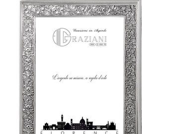925 sterling silver photo frame with minted border, edge 1.8 cm. handmade in different sizes available