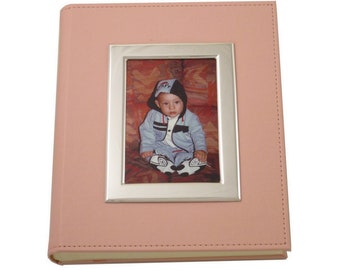 Children's photo album with 9x13 frame in 925 sterling silver on the cover