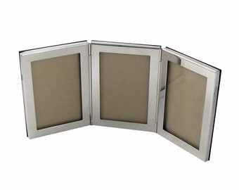 925 silver triple multi-photo photo frame, photo size 6 x 9 cm - 2.3 x 3.5 inches, customizable
