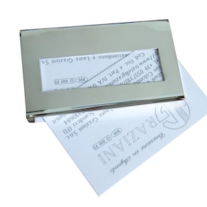 Porta biglietti da visita tipo clip o pinza in lastra argento sterling 925