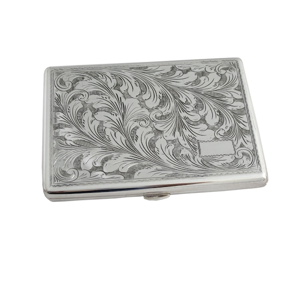 Hand-engraved 925 Silver Cigarette Case With Florentine Hand-engraved 925 Silver Cigarette Case With Florentine