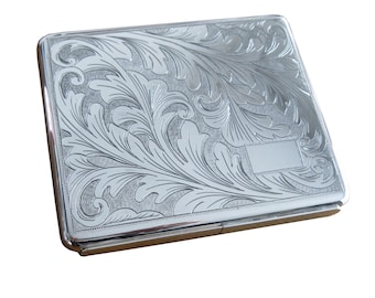 925 silver cigarette case hand-engraved with Florentine ornaments, economical model
