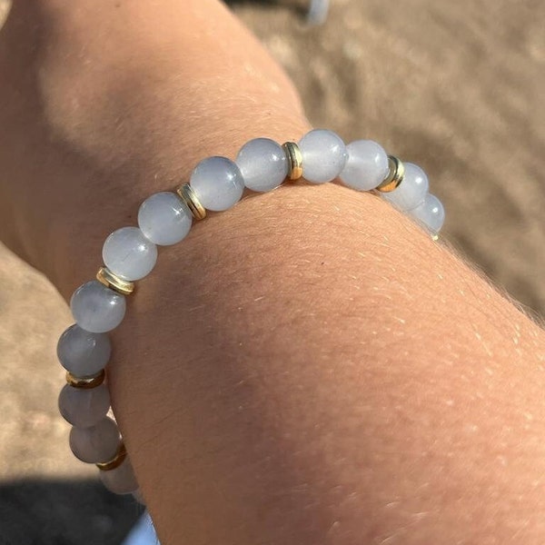 bracciale con perle grigie trasparenti