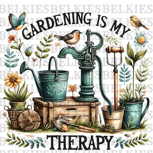 Tuinieren is mijn therapie, tuinman SVG, tuinieren shirt voor plantenliefhebbers, in de tuin ga ik, plantenliefhebber SVG, tuinieren SVG tuinieren shirt PNG