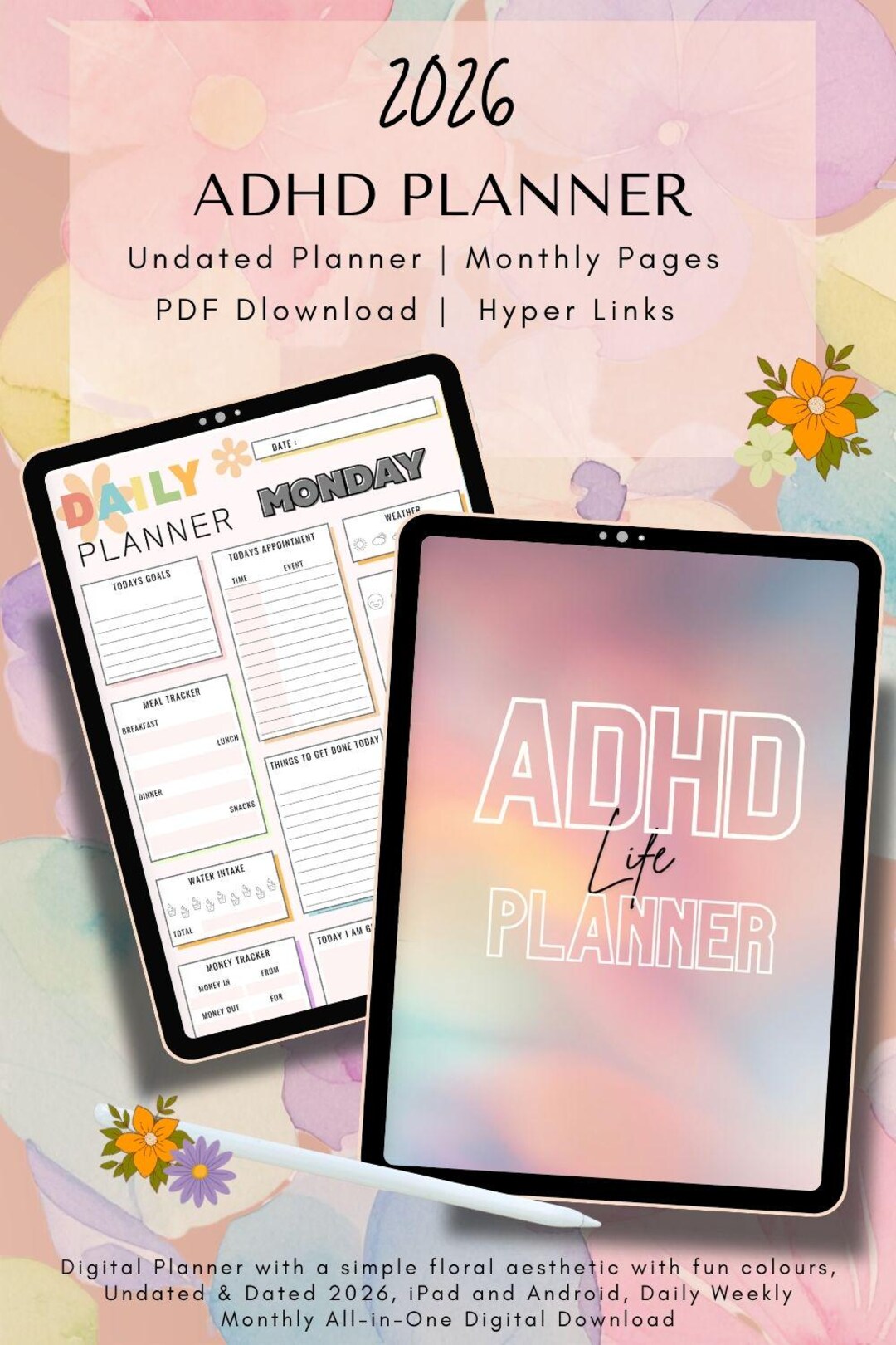 2026 ADHD Planner | Hyperlinked PDF for Goodnotes (digital Download ...