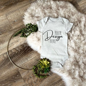Baby Bodysuit Mockup, Grey, Boho, Onesie Mock ups, Baby Grow, Mockup Romper, Mock up, Mockup Stock, Photography Mock Up Sublimation JPG