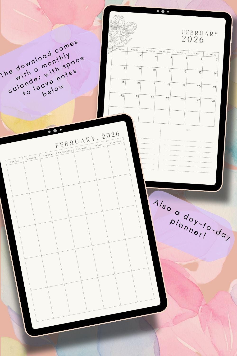 2026 Minimalist Floral Digital Planner | Daily, Weekly, Monthly (PDF ...
