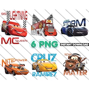 Relâmpago Mcqueen Png, 6 Png de alta resolução, Mack Png, Jackson Storm Png, Snot Rod Png, Cruz Ramirez Png, Tow Mater Png, Download instantâneo