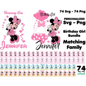 Personalized Minnie Birthday Girl Family Svg, Minnie Matching Family, Personalized Minnie  Birthday Svg and Png, Family Bundle